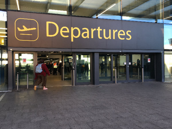 The entrance to airport departures 