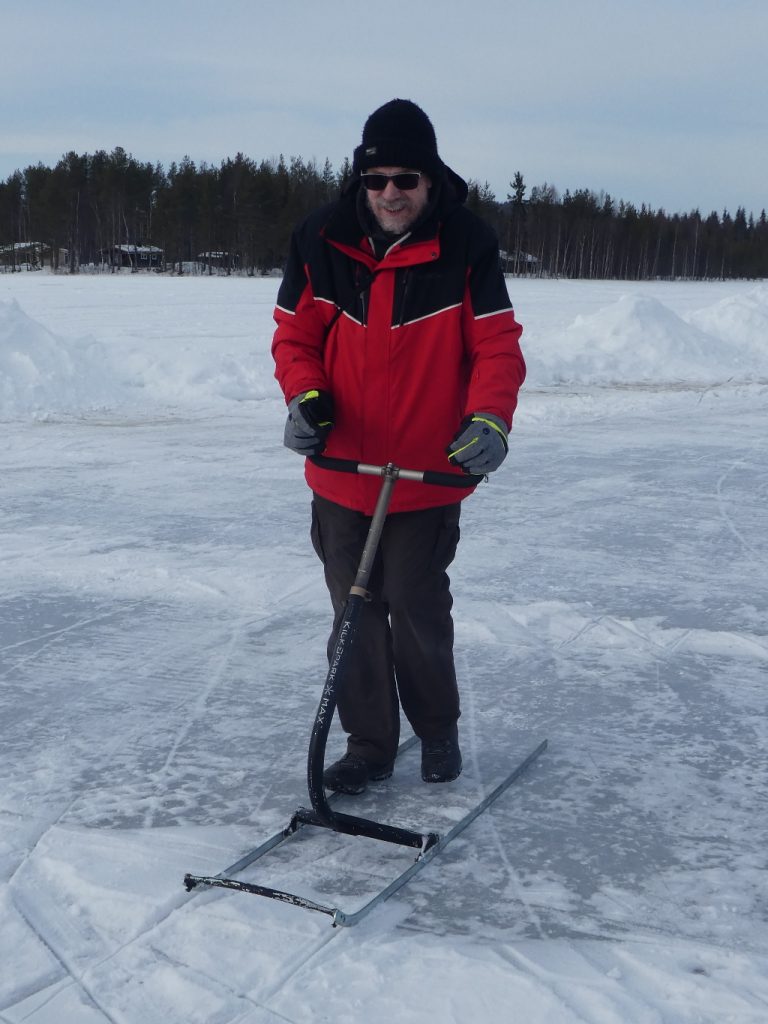 Man on kick sledge