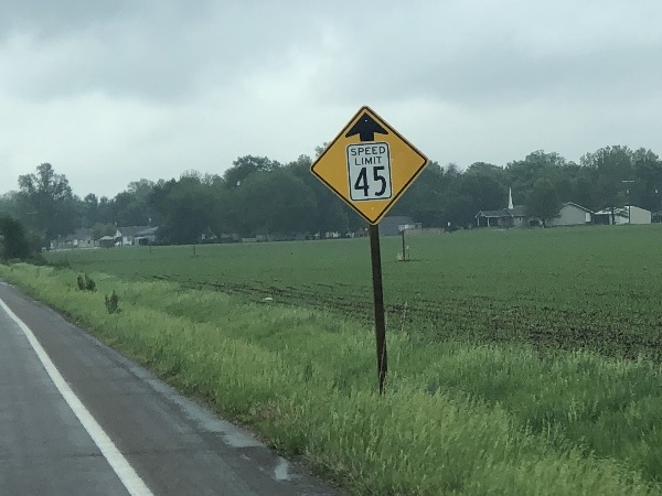45mph speed limit sign