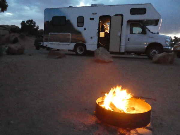 Motorhome and firepit