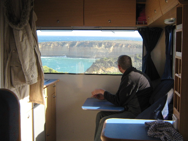 Motorhome with a cliffside view