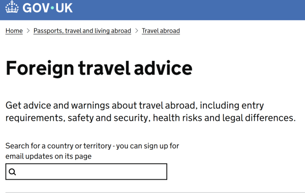 UK Government Travel Advice
