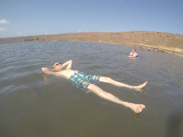 Floating in the salty water